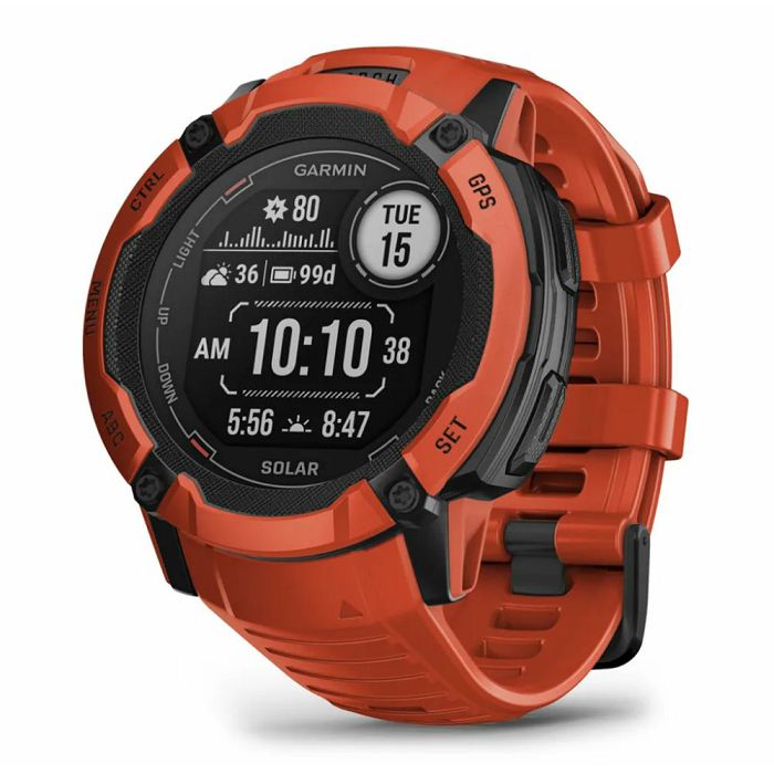 Pametni sat GARMIN Instinct 2X Solar, HR, GPS, multisport, crveni/crveni