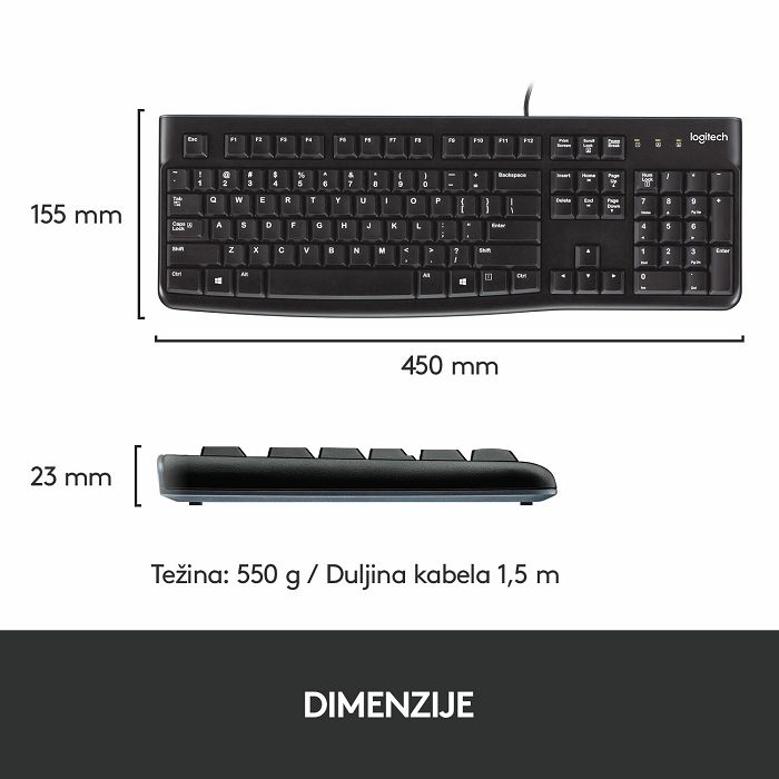 Tipkovnica + miš LOGITECH MK120 Desktop, crna, USB