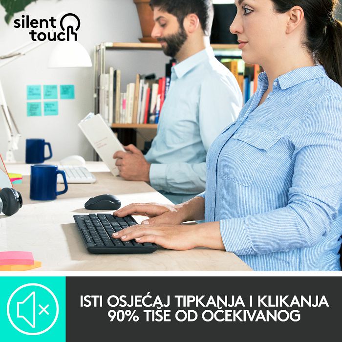 Tipkovnica + miš LOGITECH MK295 Silent Wireless Combo, bežična, crna, USB