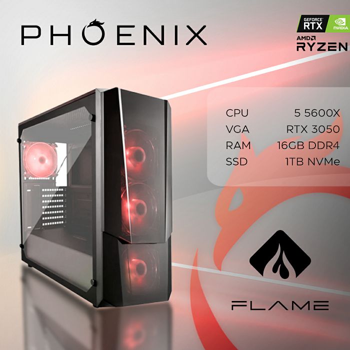 Računalo Phoenix FLAME Z-552 AMD Ryzen 5 5600X/16GB DDR4/NVME SSD 1TB/RTX 3050