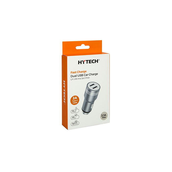 Auto punjač HYTECH HY-X68, USB 3.1A, 2xUSB, srebrni
