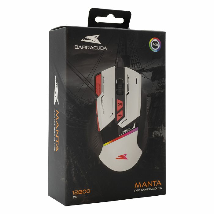 BARACUDA RGB gaming miš BGM-042 MANTA bijeli 12.800dpi