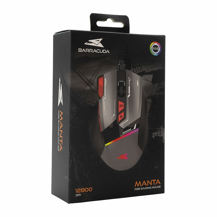 BARACUDA RGB gaming miš BGM-047 MANTA sivi 12.800dpi