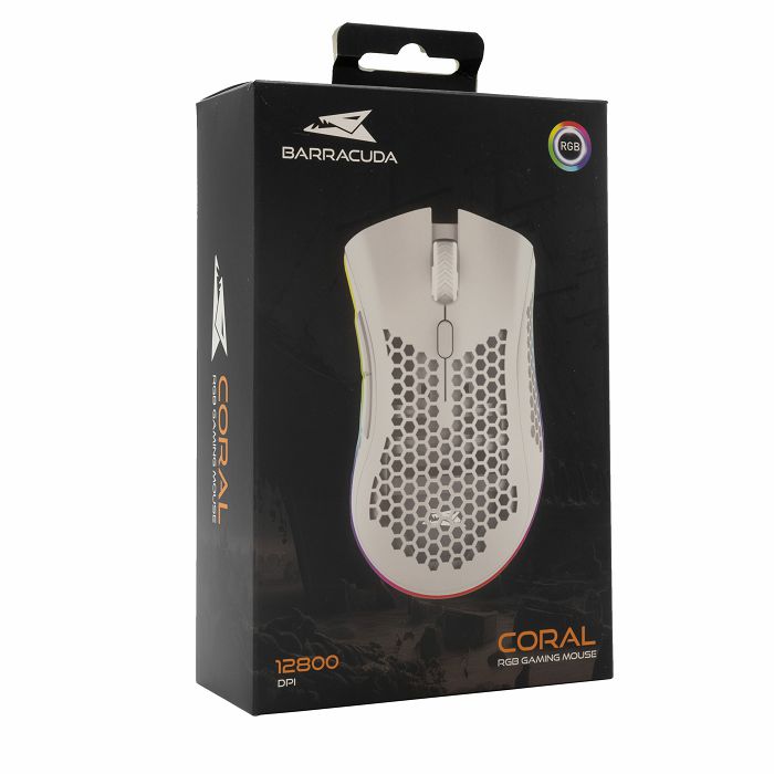 BARACUDA RGB gaming miš BGM-031 CORAL bijeli 12.800dpi