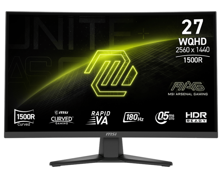 Monitor MSI MAG 275CQF E18 / 27" / WQHD / Rapid VA / 180Hz / 0.5ms (GtG) / curved / black