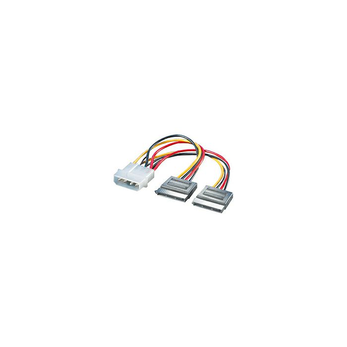 Roline interni Y-naponski kabel, 4-pin HDD - 2×SATA, 0.12m