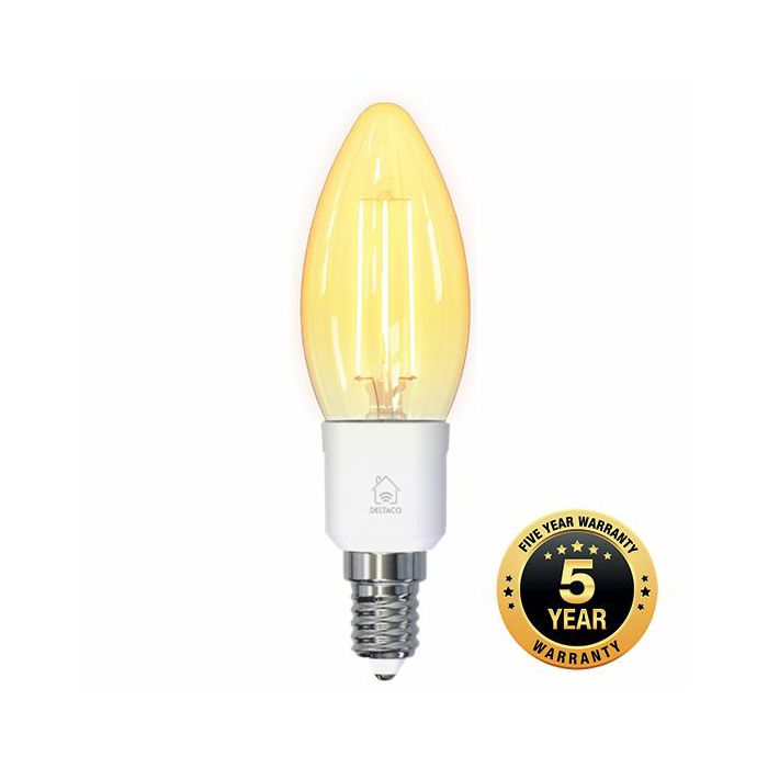 Pametna žarulja DELTACO, E14, LED, filament, 4.5W, 1800K-6500K, WiFi