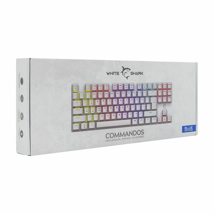 WHITE SHARK gaming mehanička tipkovnica GK-2106 COMMANDOS bijela / plavi sw