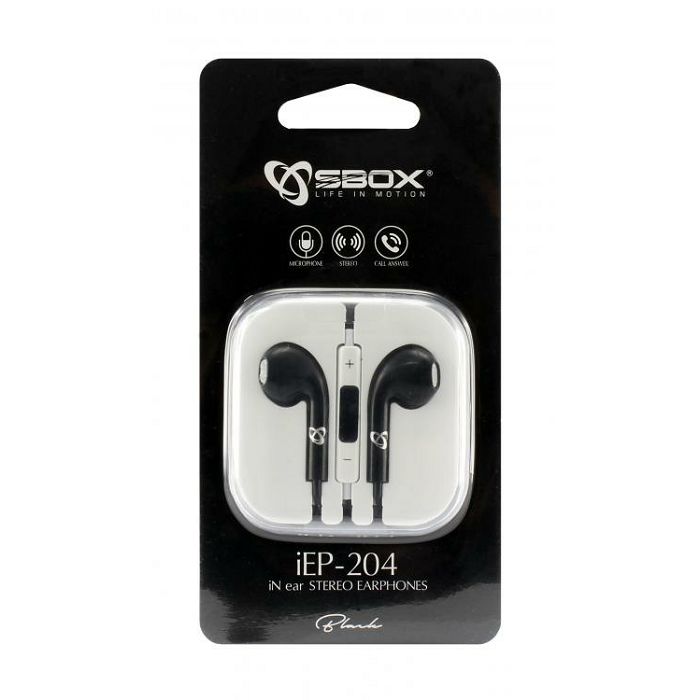 SBOX in-ear slušalice s mikrofonom IEP-204 crne