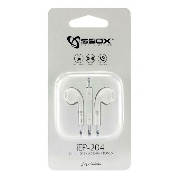 SBOX in-ear slušalice s mikrofonom IEP-204 bijele
