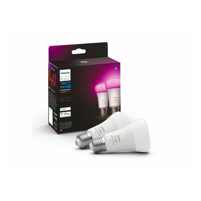 Pametna LED žarulja PHILIPS Hue E27, A60, 6.5W, 2 kom, boja