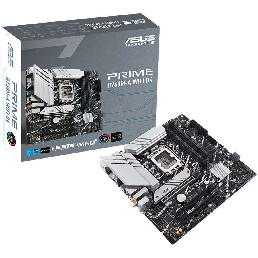 ASUS PRIME B760M-A WIFI D4 LGA1700 mATX matična plošča - Intel B760 4xDIMM DDR4 2xM.2 4xSATA PCIe 4.