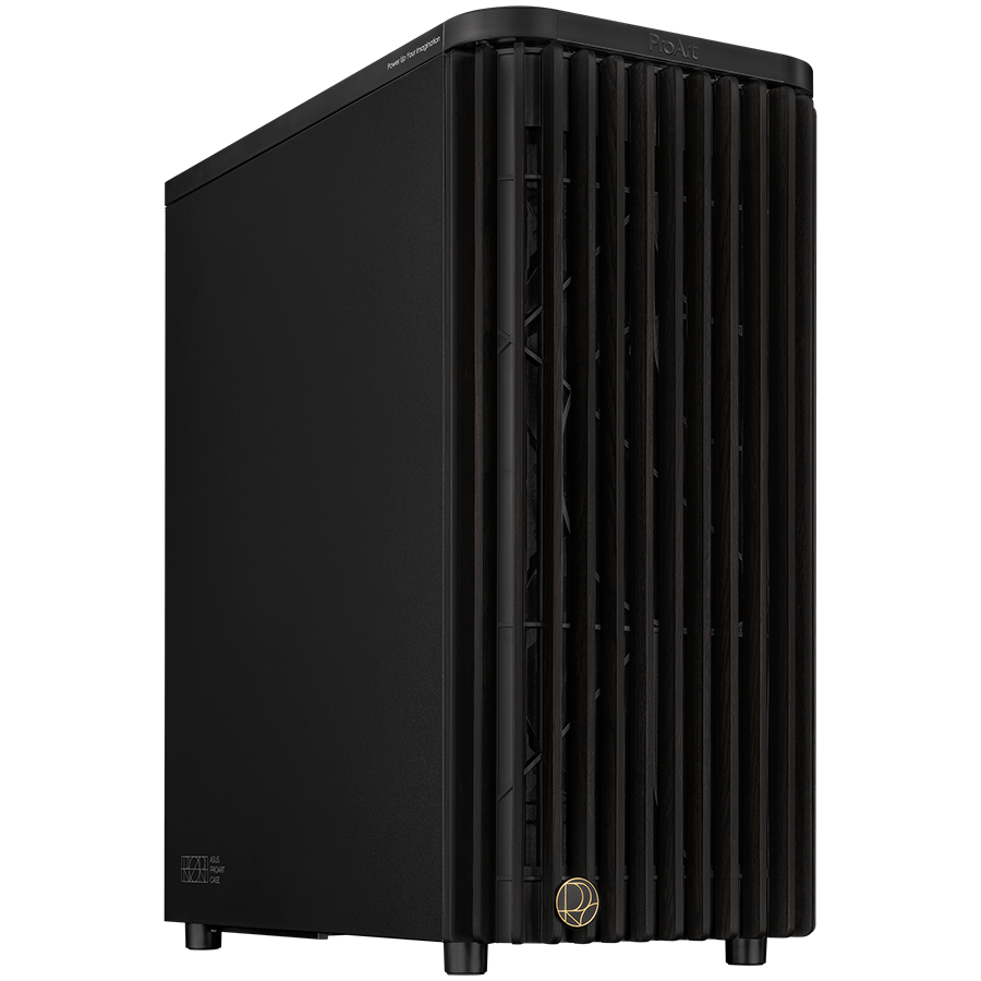 ASUS ProArt PA401 Wood Edition ATX računalniško ohišje, kovinska stranica, 1x 120 mm in 2x 160mm pred-nameščeni ventilatorji, podpora za USB 20Gbps - 90DC00M0-B39010-A