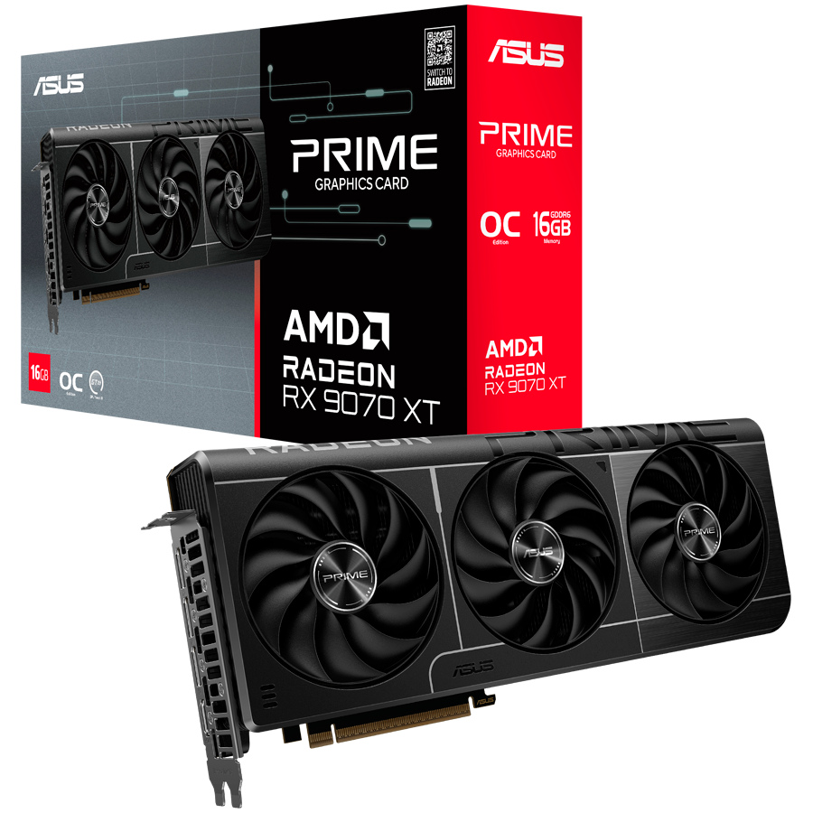 ASUS Prime Radeon RX 9070 XT OC Edition 16GB GDDR6 (PRIME-RX9070XT-O16G) grafična kartica, PCIe 5.0, 1xHDMI 2.1b, 3xDisplayPort 2.1a - 90YV0L71-M0NA00-A