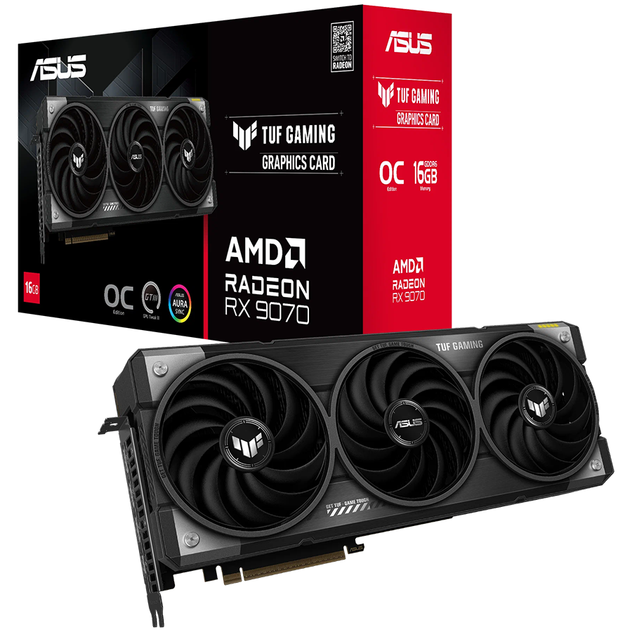 ASUS TUF Gaming Radeon RX 9070 OC Edition 16GB GDDR6 (TUF-RX9070-O16G-GAMING) grafična kartica, PCIe 5.0, 1xHDMI 2.1b, 3xDisplayPort 2.1a - 90YV0LI0-M0NA00-A