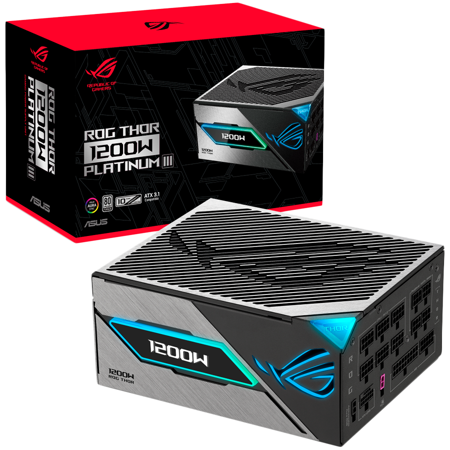 ASUS ROG Thor 1200W Platinum III modularni napajalnik, ATX 3.1 kompatibilen, PCIe Gen 5.1, 80 PLUS Platinum, 10 let garancije - 90YE00V2-B0NA00-A