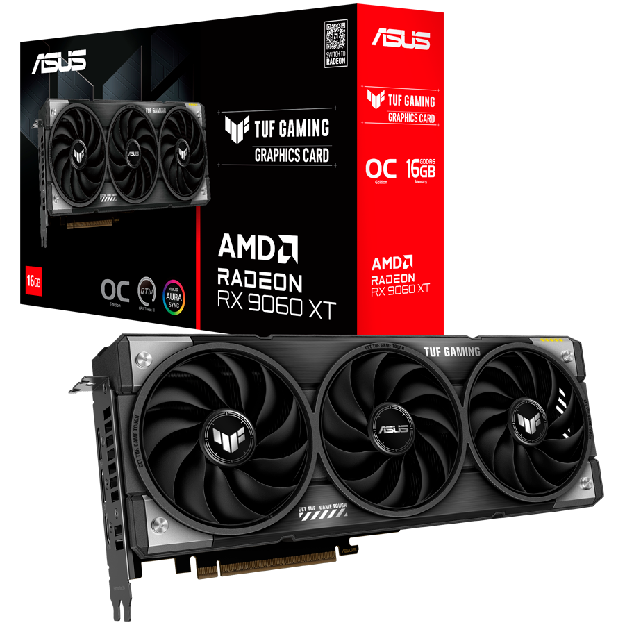 ASUS TUF Gaming Radeon RX 9060 XT OC Edition 16GB GDDR6 (TUF-RX9060XT-O16G-GAMING) grafična kartica, PCIe 5.0, 1xHDMI 2.1b, 2xDisplayPort 2.1a - 90YV0LF0-M0NA00-A