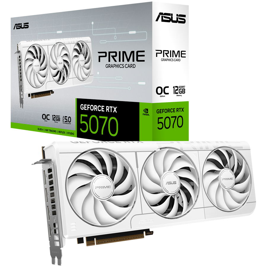 ASUS Prime GeForce RTX 5070 White OC Edition 12GB GDDR7 (PRIME-RTX5070-O12G-WHITE) grafična kartica, PCIe 5.0, 1xHDMI 2.1b, 3xDisplayPort 2.1b - 90YV0M19-M0NA00-A