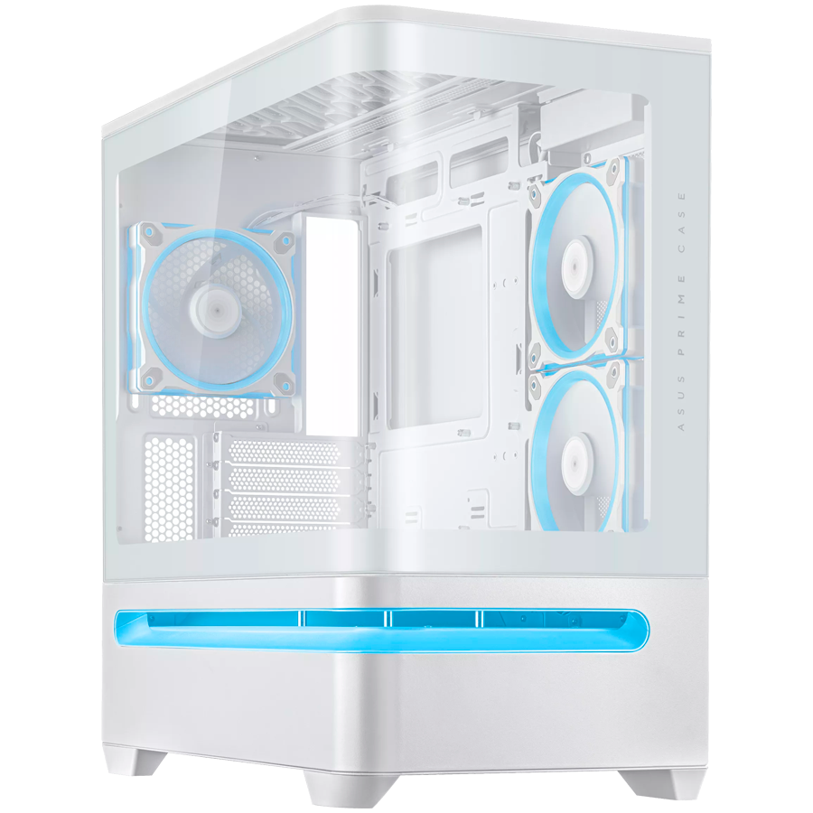 ASUS Prime AP202 ARGB TG mATX računalniško ohišje, kaljeno steklo, trije 120mm ARGB ventilatorji, belo - 90DC00P3-B19000-A