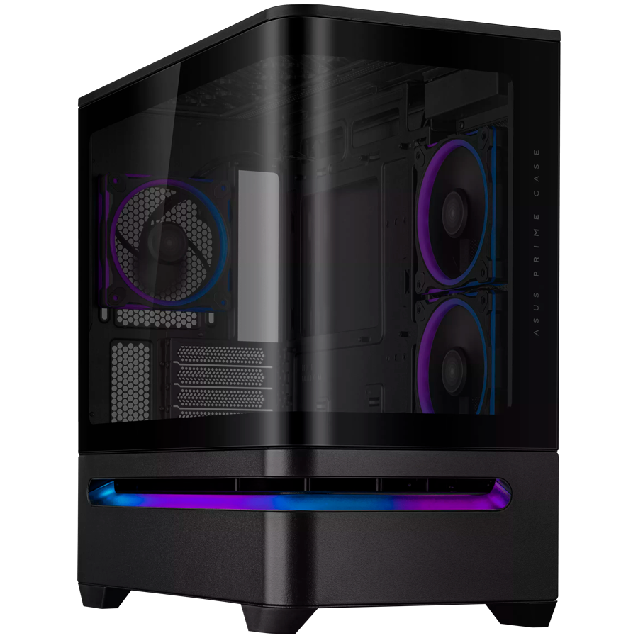 ASUS Prime AP202 ARGB TG mATX računalniško ohišje, kaljeno steklo, trije 120mm ARGB ventilatorji, črno - 90DC00P0-B19000-A