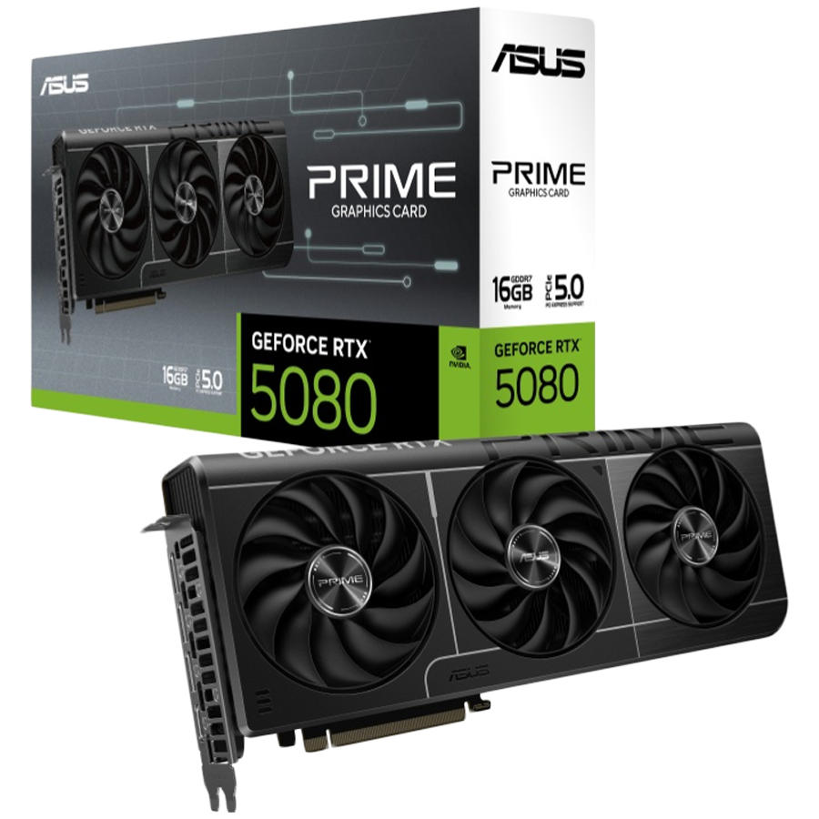 ASUS Prime GeForce RTX 5080 16GB GDDR7 (PRIME-RTX5080-16G) grafična kartica, PCIe 5.0, 1xHDMI 2.1b,