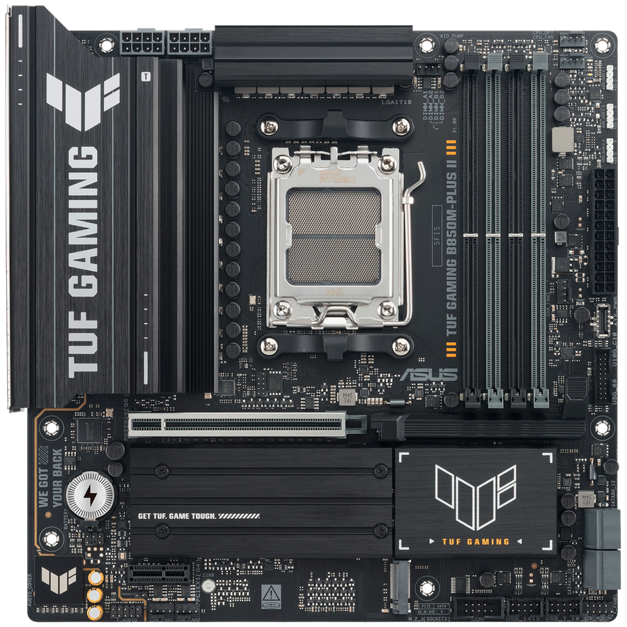 ASUS TUF GAMING B850M-PLUS II AM5 mATX osnovna plošča - AMD B850, 4xDDR5, 3xM.2, 4xSATA, 2.5Gb LAN,