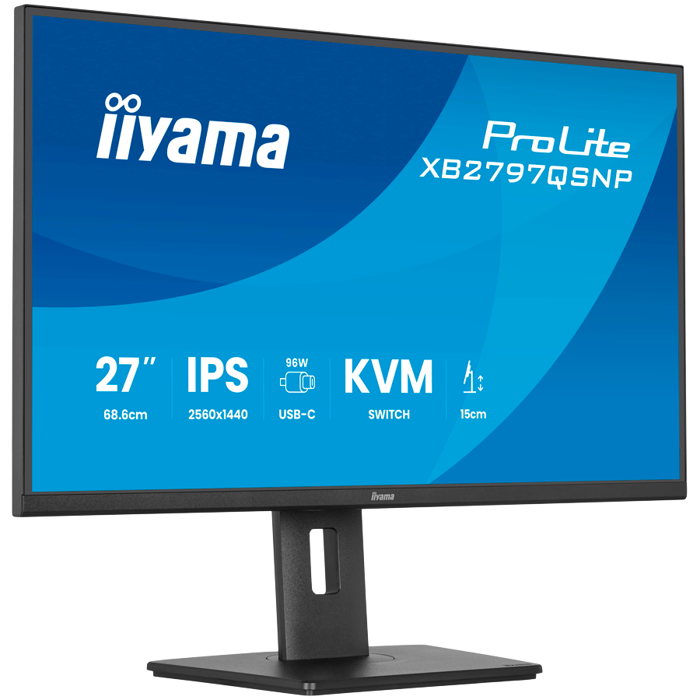 27" IPS-panel, 2560x1440, EyeComfort, 15cm Height Adj. Stand, USB-C Dock (LAN/96W PD/DP-OUT) 1ms, 350cd/m2, Speakers, USB-C, KVM, HDMI, DisplayPort, USB HUB (2x3.2+2xC)