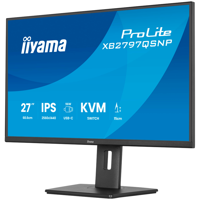 27" IPS-panel, 2560x1440, EyeComfort, 15cm Height Adj. Stand, USB-C Dock (LAN/96W PD/DP-OUT) 1ms, 350cd/m2, Speakers, USB-C, KVM, HDMI, DisplayPort, USB HUB (2x3.2+2xC)