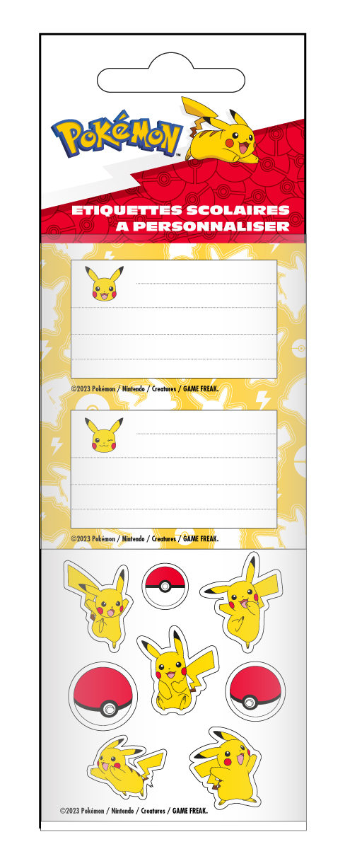 POKEMON - PIKACHU - SCHOOL STICKERS LABEL