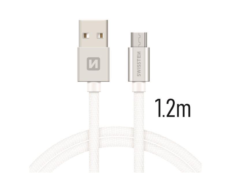 SWISSTEN kabel USB/microUSB, platneni, 3A, 1.2m, srebrni - 03080038