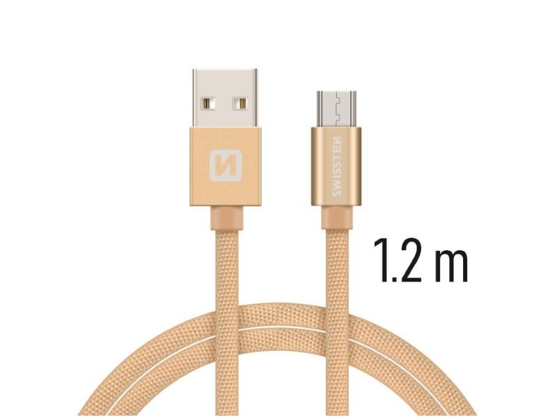 SWISSTEN kabel USB/microUSB, platneni, 3A, 1.2m, zlatni - 03080041