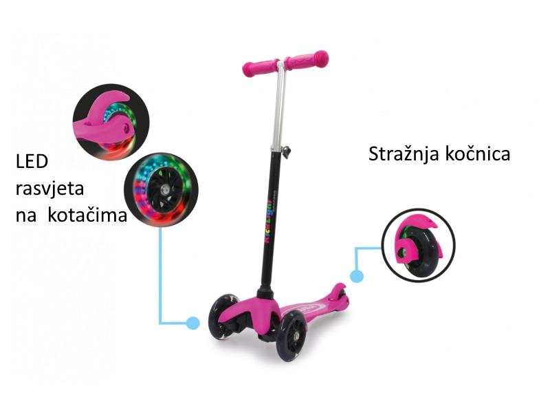 Jamara romobil za djecu, 3 kotača, svjetla na kotačima, rozi - 21010022
