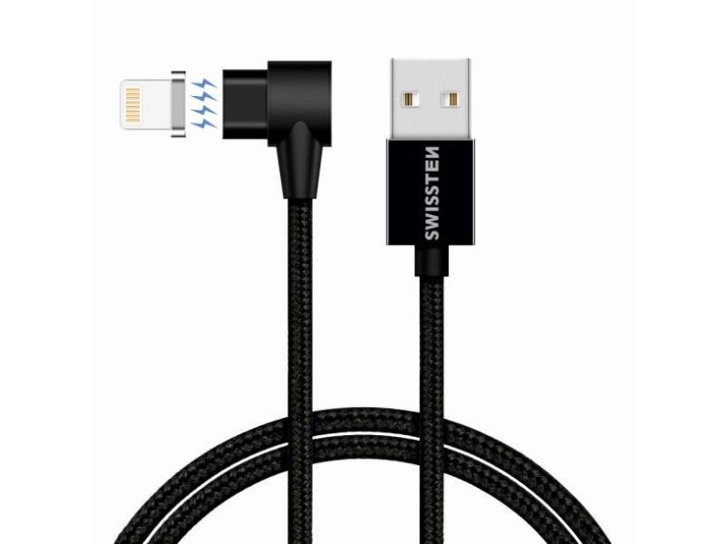 SWISSTEN kabel Arcade USB/Lightning, magnetski, platneni, 1.2m, 3A, crni - 03080072