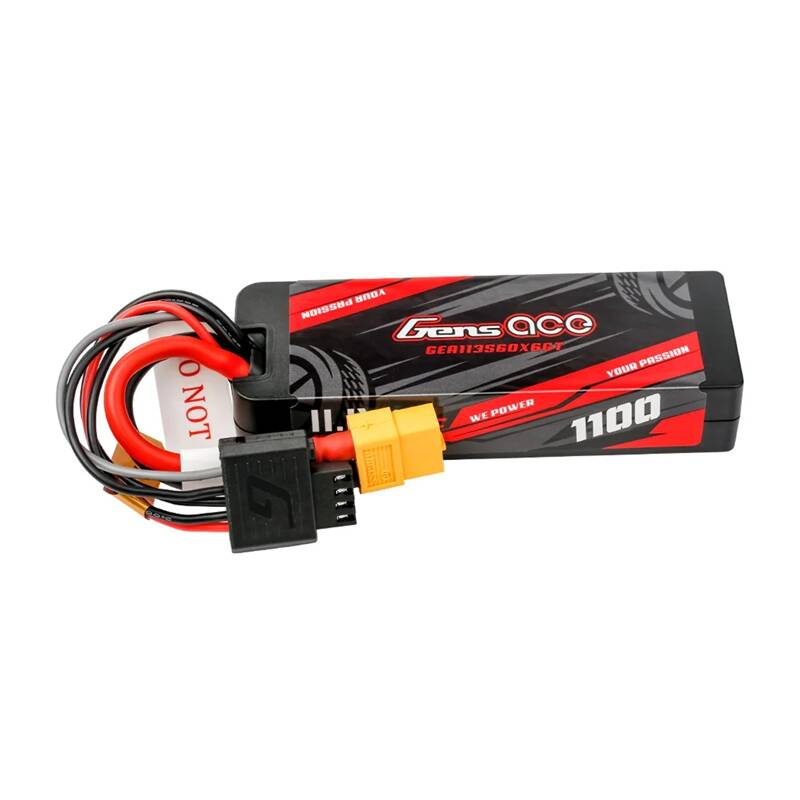 ace Lipo Gens G-Tech 1100mAh 11.1V 3S1P 60C GRP-76 Hardcase Battery with XT60 Plug