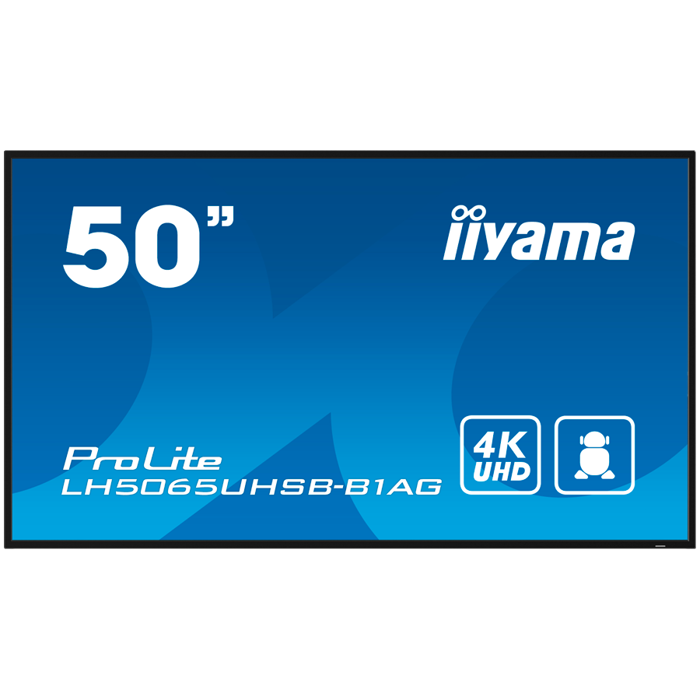 50" 3840x2160, UHD VA, Haze 25%, 800cd/m2, Signal FailOver, SP 2x 10W, HDMI 2x, DisplayPort, USB 2.0 x2, WiFi, LAN, Media Play USB Port, Control LAN / RS232C, iiSignage2 (CMS/DMS), E-Share, Android 11