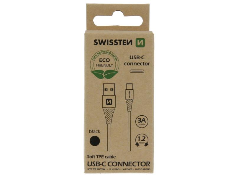 SWISSTEN kabel USB/microUSB, 1.2m, 3A, ECO pakiranje, crni - 03080090