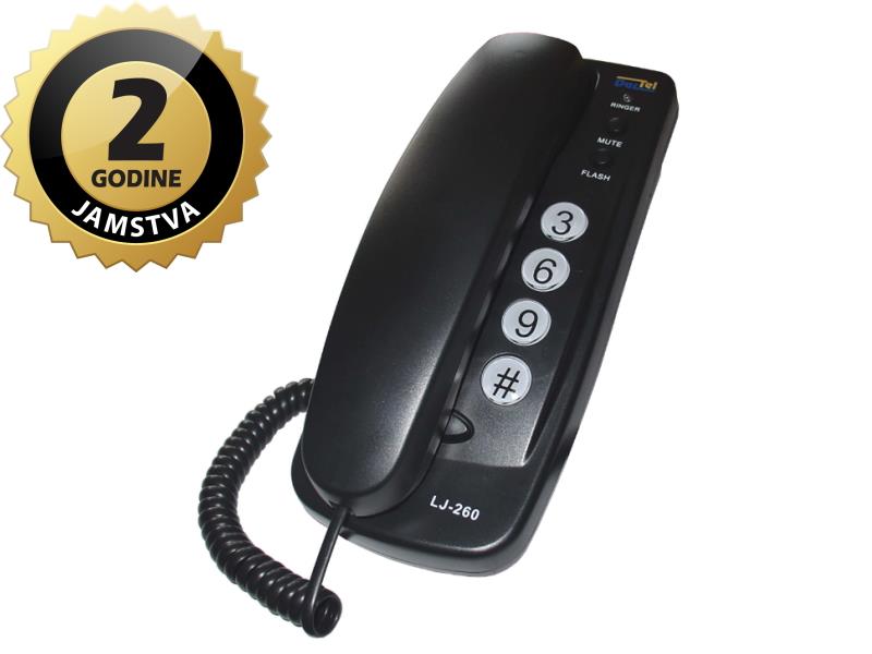 Dartel telefon žičani, stolni ili zidni, mute, crni LJ-260 - 03180002