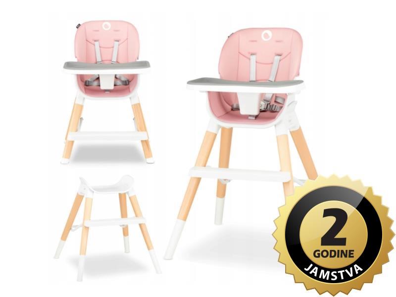 Lionelo dječja hranilica MONA, prirodno drvo bukve, roza - 21040072