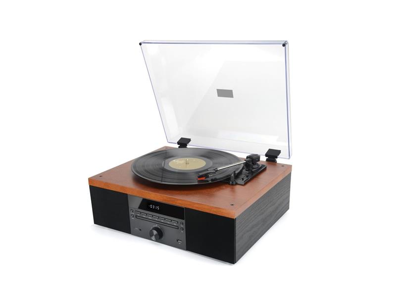 AKAI gramofon, FM radio, CD player, USB, BT, ugrađeni zvučnici, drvo ATT-14BT - 05250003