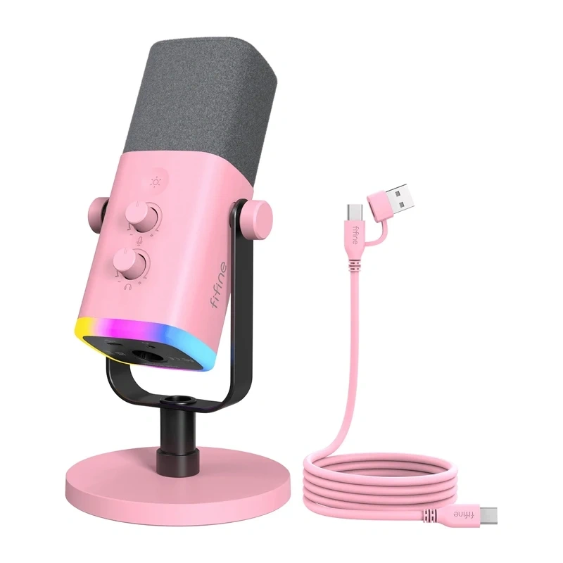Fifine AM8 Gaming Microphone (Pink)