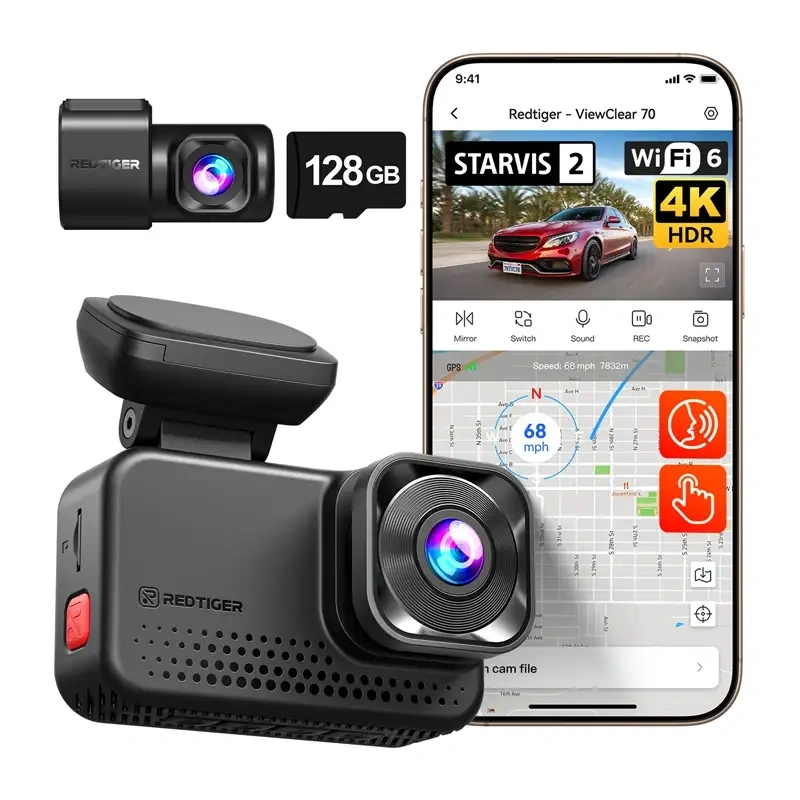 REDTIGER VC70 Wi-Fi 4K + 2.5K 128GB Dash Cam
