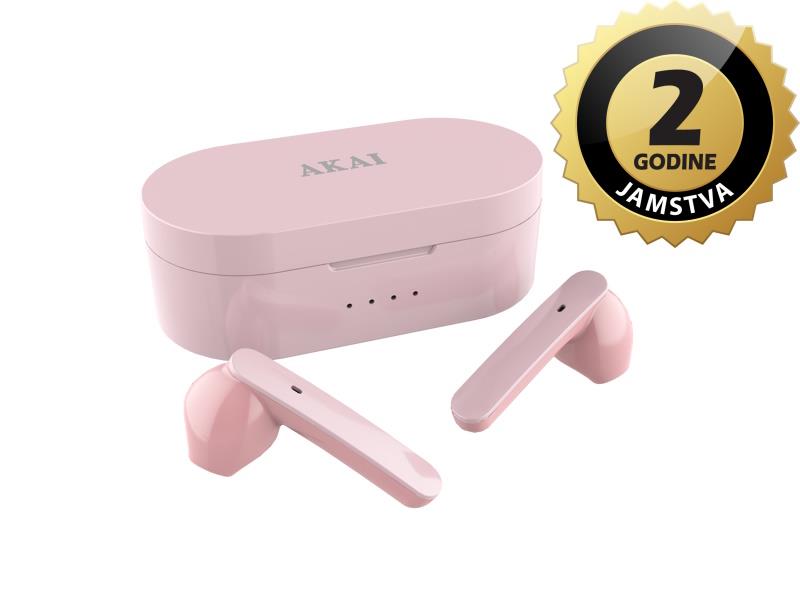 AKAI slušalice sa mikrofonom, Bluetooth, In-ear, roze BTE-J10P - 05180134