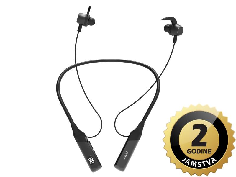 AKAI slušalice sa mikrofonom, BT, In-ear, 80h NA BATERIJI, microSD, crne BTN-100 - 05180137