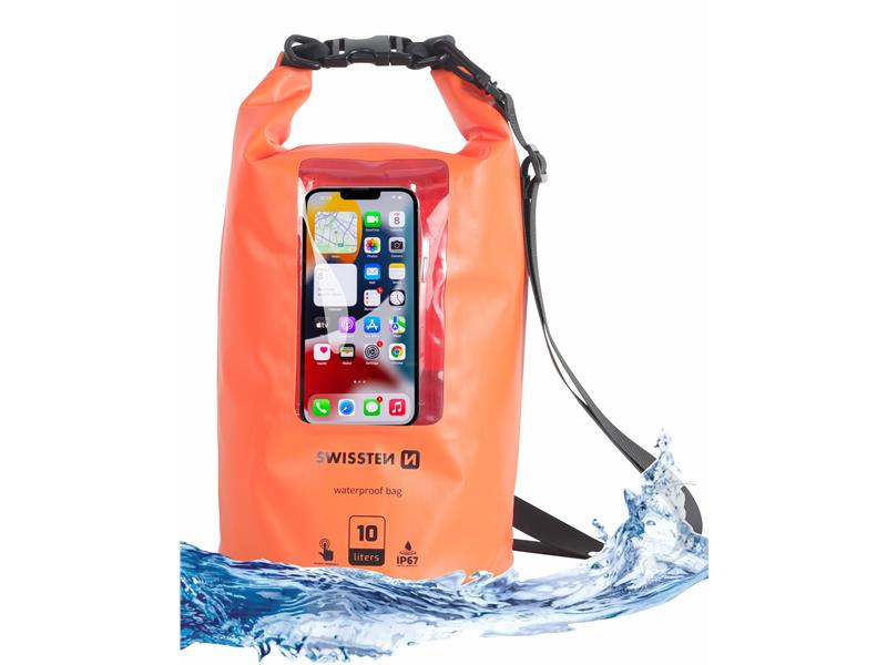 SWISSTEN vodootporna torba za stvari i mobitel, 10 l, narančasti - 03090020