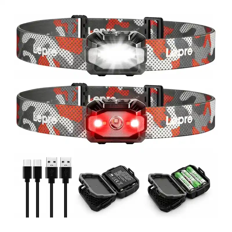 LEPRO 320023-2 USB Headlamp, 2-Pack
