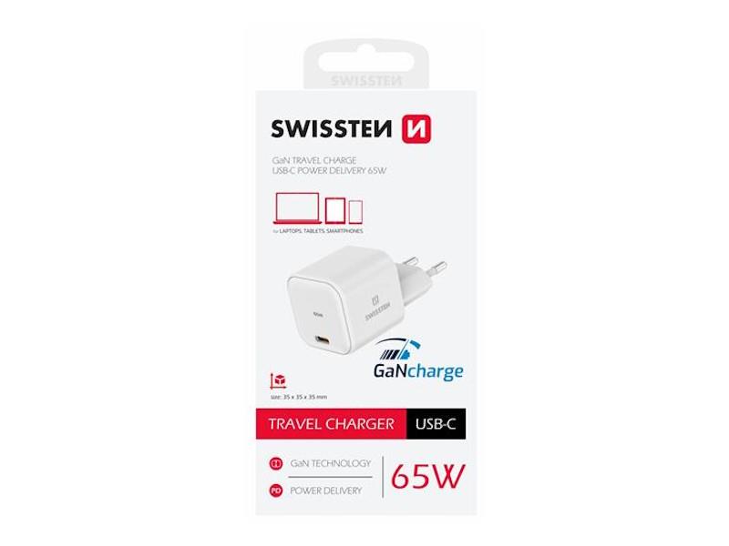 SWISSTEN punjač GaN 1x USB-C 65W POWER DELIVERY, bijeli - 03100043