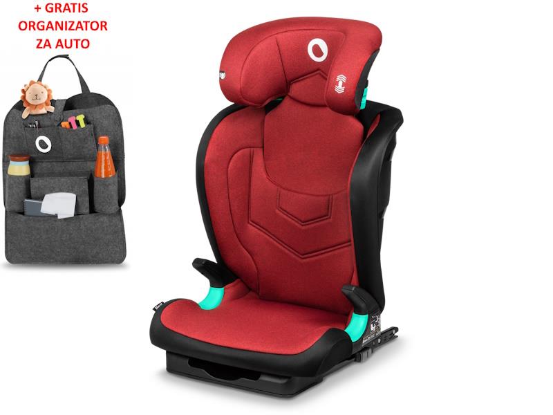 Lionelo i-Size autosjedalica Neal, ISOFIX, 100-150cm, crvena + ORGANIZATOR - 21020124
