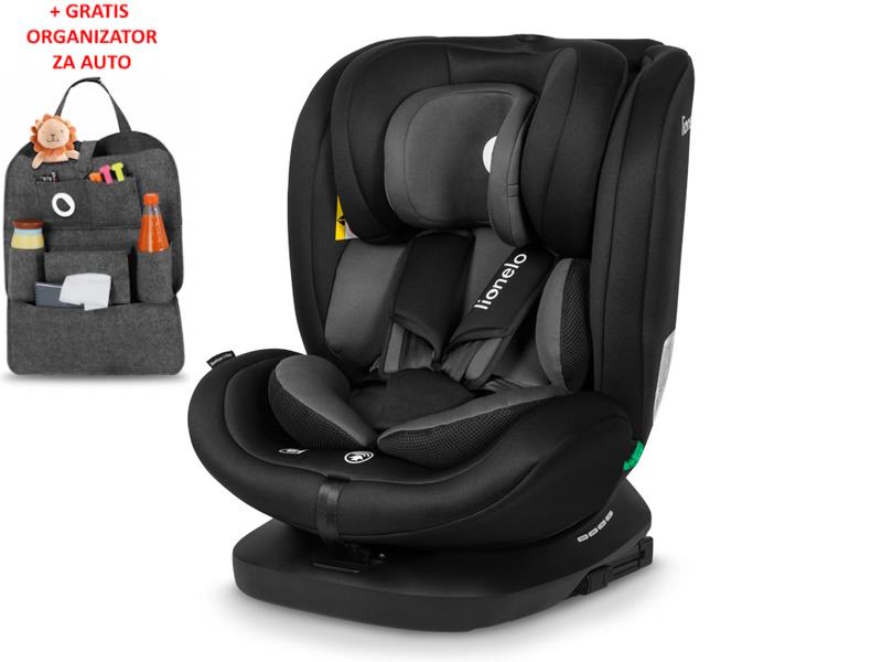 Lionelo i-Size autosjedalica Bastiaan, ISOFIX-360, 40-150cm, siva + ORGANIZATOR - 21020128