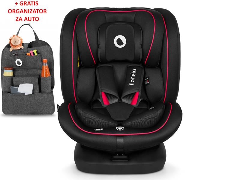 Lionelo i-Size autosjedalica Bastiaan, ISOFIX-360, 40-150cm, crven + ORGANIZATOR - 21020129