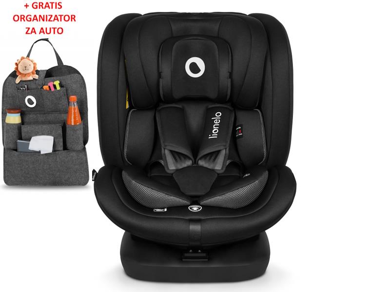 Lionelo i-Size autosjedalica Bastiaan, ISOFIX-360, 40-150cm, crna + ORGANIZATOR - 21020131